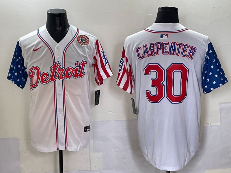 Men Detroit Tigers #30 Carpenter White National Flags 2025 Nike MLB Jersey style 6->detroit tigers->MLB Jersey